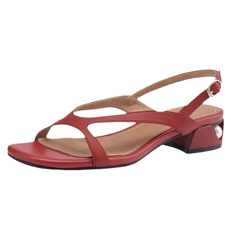 Sandales Mode Femme Talon Bas Chaussures Femme 2025 Nouvelles Respirantes Haute Qualité Mode Boucle Sandales de Luxe