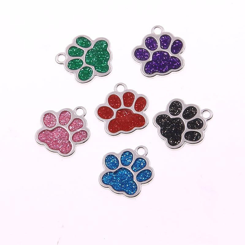 Glitter Drip Oil Cat & Dog Paw Pendant Necklace - 2 Styles, 6 Colors, 16x17mm