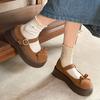 White Retro Round Head Platform Small Leather Shoes Women's 2025 New Spring and Autumn Skirt French Versatile Mary Jane Single Shoes