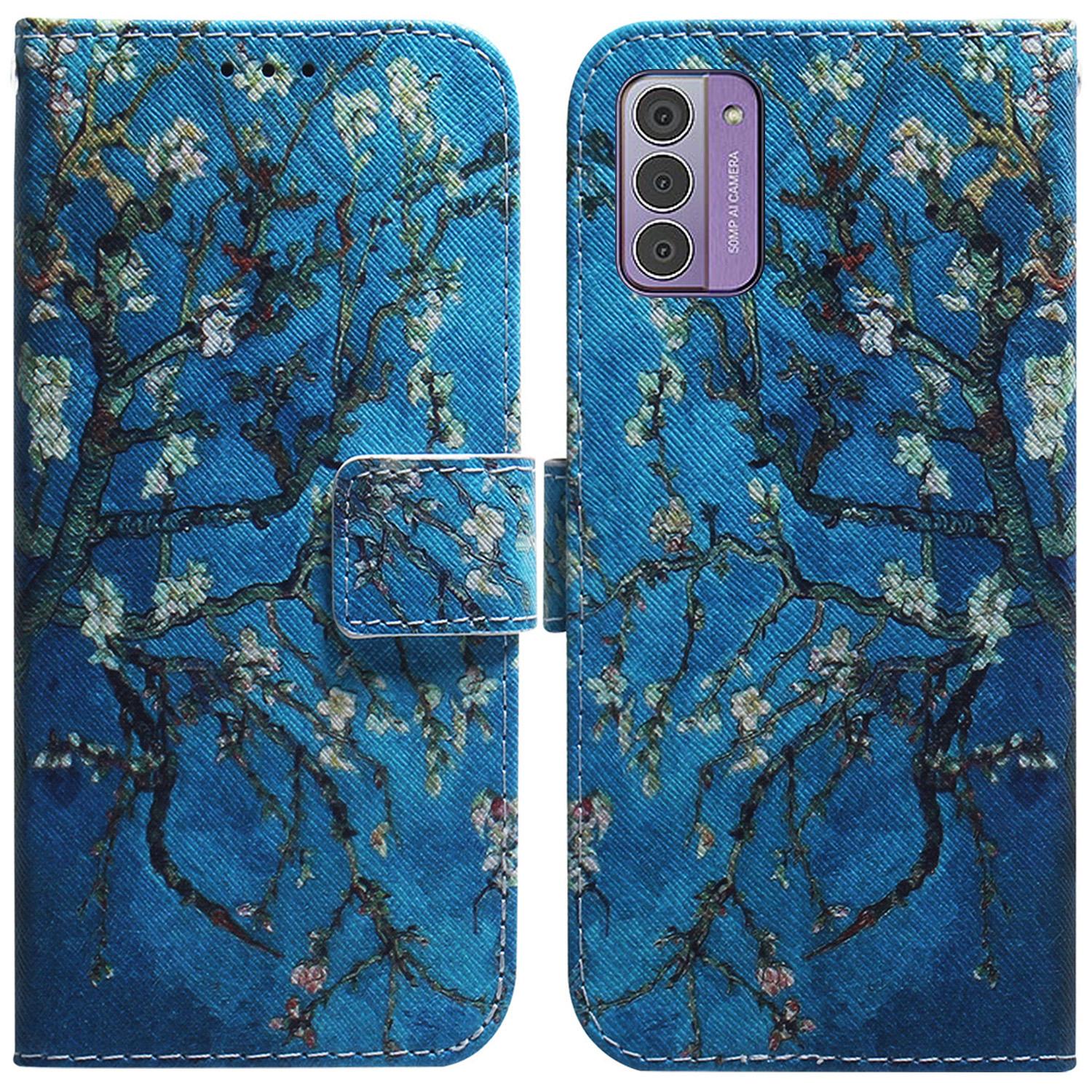 

For Nokia G42 Wallet Phone Case PU Leather Pattern Printing Stand Full Protection Cover Apricot Flowers