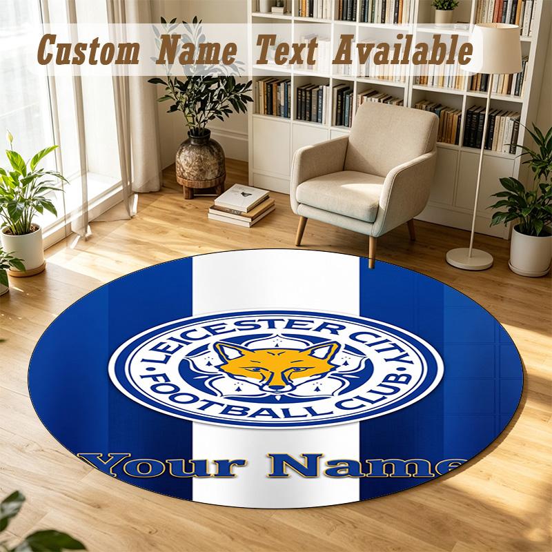 Round Rug Custom NameLeicester City Pattern Non Slip Carpet Home Floor Decor