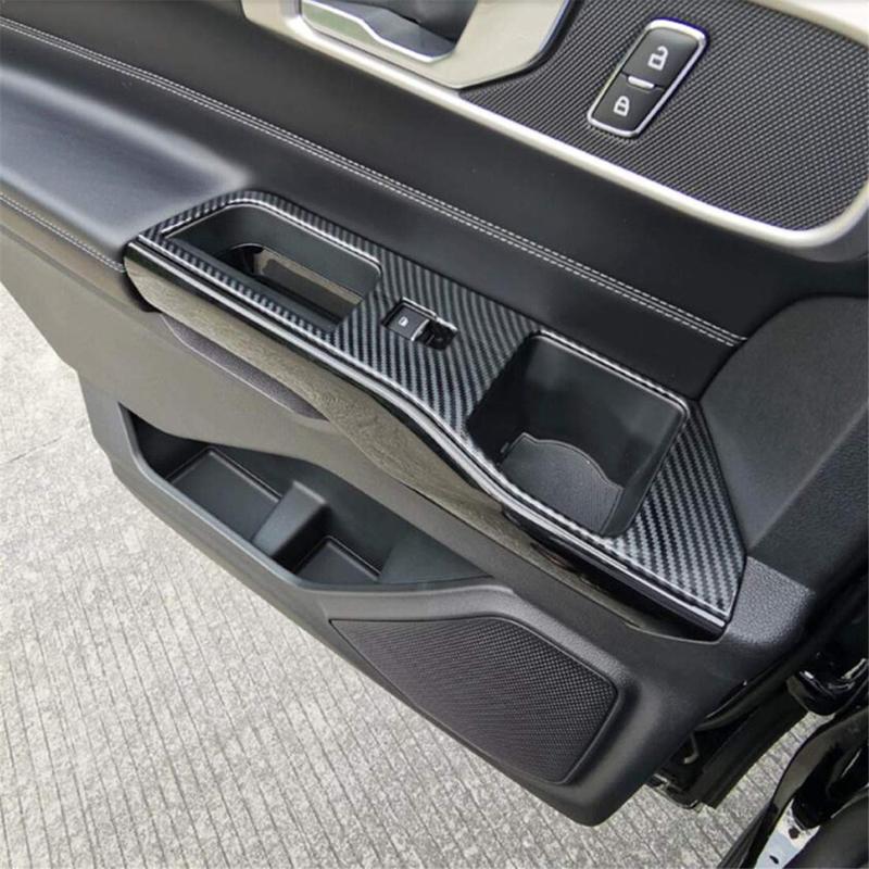 A87Q-Car Door Window Lift Panel Cover Trim Carbon Fiber for Ford Explorer Interior Accessories