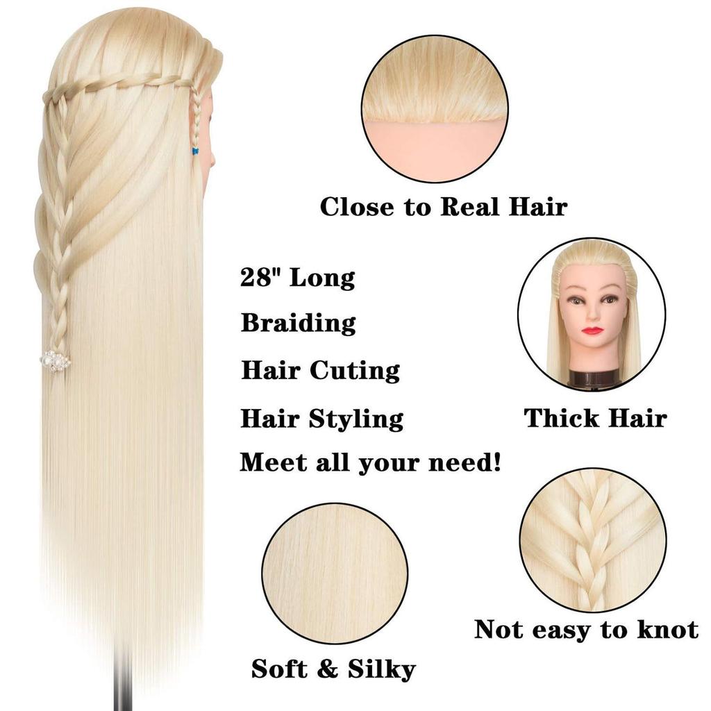 High Temperature Fiber Wig Mannequin Head for Hairdressing and Haircutting Training