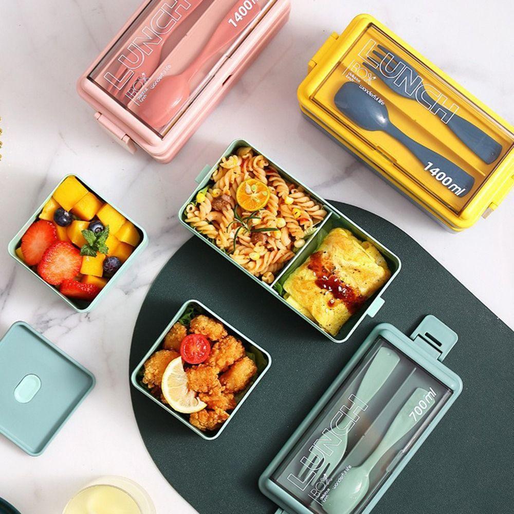 Single/Double Layer Travel Food Container 700/1400ml Capacity Dinnerware Set  Student Use