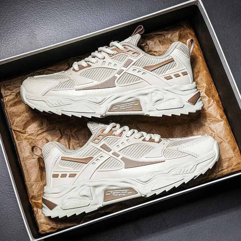 Nové venkovní módní odpružené běžecké boty pánské prodyšné síťované boty lehké všestranné sportovní boty