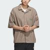 Adidas x SEEBIN Graphic Woven Shirt Jacket SS23 with Single-Breasted Short Sleeve and Print Unisex Outerwear Light-Grey Brown IA8099