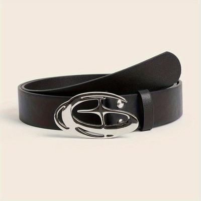 1pc Vintage Ins Style 3d Star Decorated Buckle Black Belt Street
