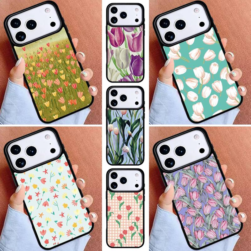 Tulips Flower Spring Phone Case for iPhone 17ProMax 12 13 14 15 16e 17 Pro Max Plus Air Cover
