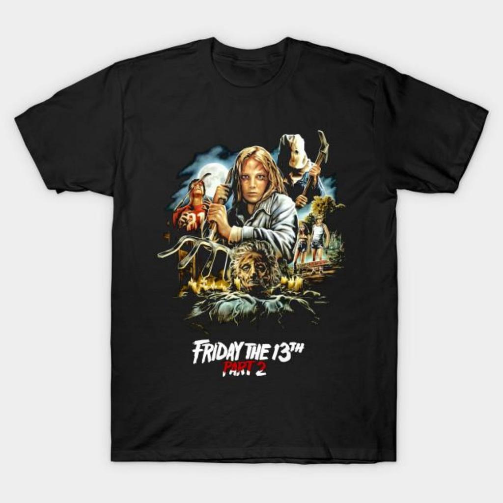 Men Black Print T-shirt Friday The 13Th Horror Movie - Rouvik #6399 No-Cut Transfer Paper Print Cotton Tshirt