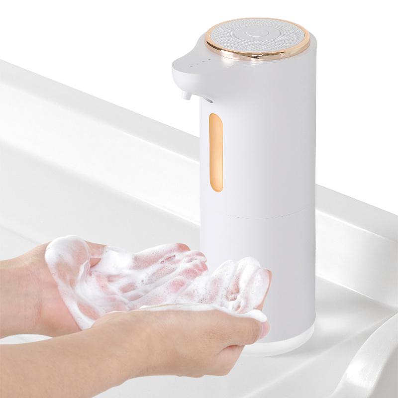 1200mAh USB Rechargeable ABS Automatic Foaming Soap Dispenser Contact-Free Wall Mounted Bathroom Kitchen 400ml Capacity Hotels
