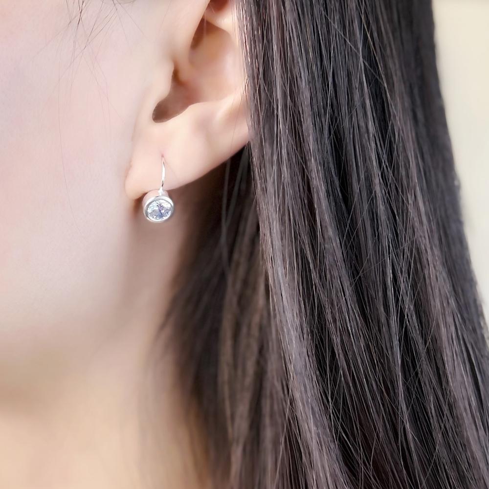 Round Swan Neck Drop Earrings Europe Style Fine Jewerly For Women Classic Gift In Solid 925 Silver