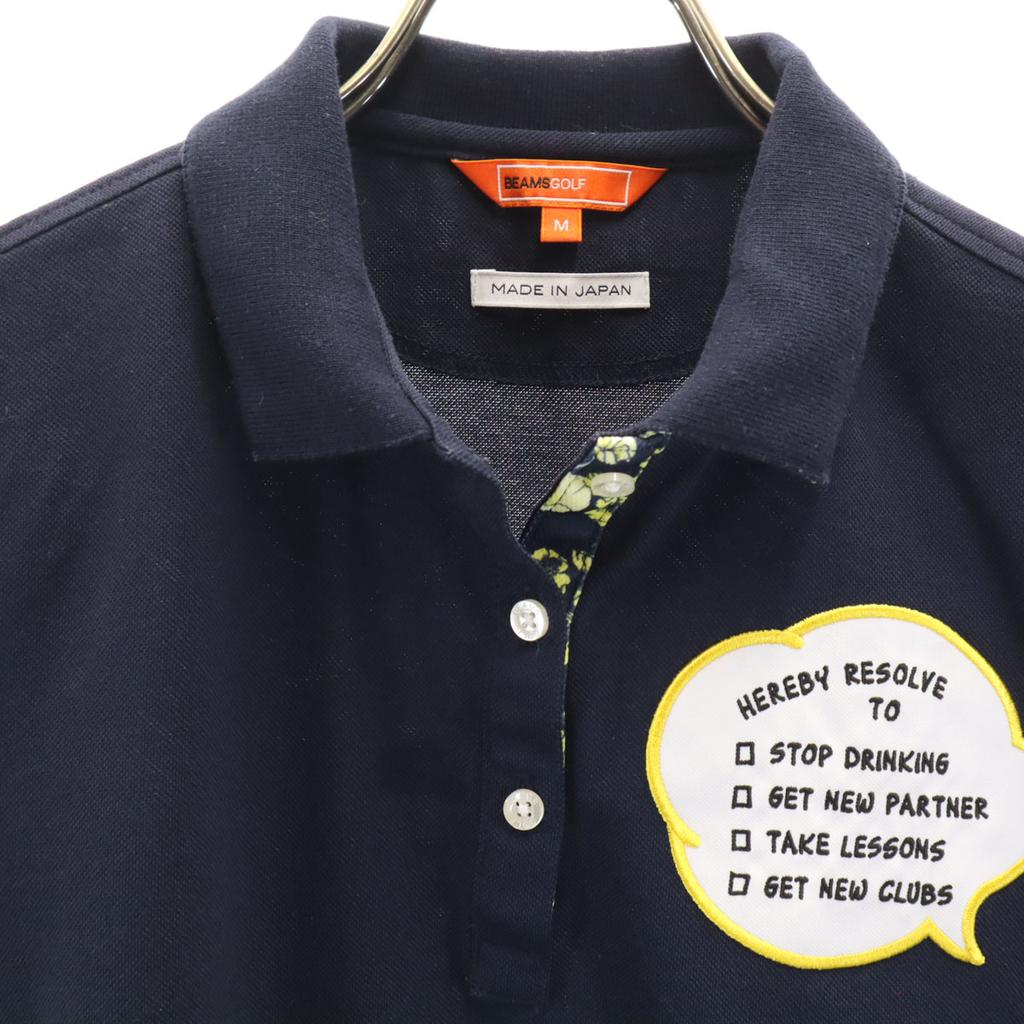 BEAMS GOLF Made In Japan Short Sleeve Polo Shirt M Navy Women Used