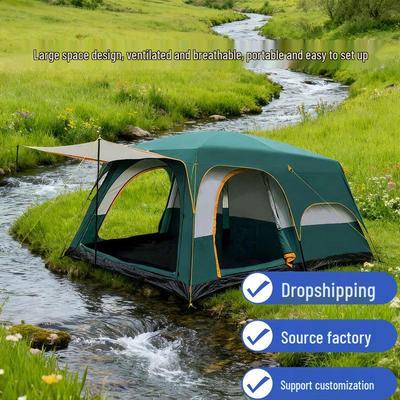 Portable 3-5 Person Two-Room Sunshade Camping Tent with Sun Protection