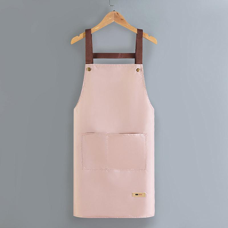 

Перфектный кухонный фартук женский водонепроницаемый модный фартук с карманами женский высокий фартук официанта поварская рабочая форма розовый