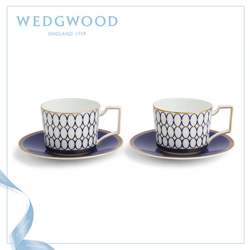 Wedgwood Gold Dust Midnight Blue Coffee Cup & Saucer Set (2 Pairs)