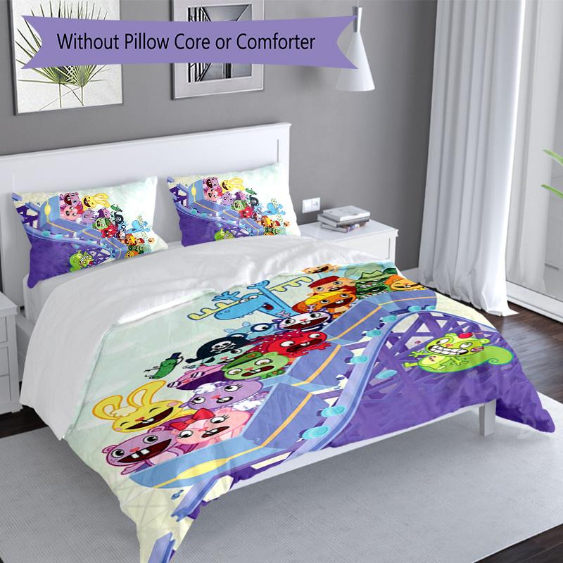 3pcs Happy Tree Friends Pattern Bedding Set Duvet Cover Set Includes Duvet Cover &pillowcases, Perfect All Season Bedroom Decoration & Gift