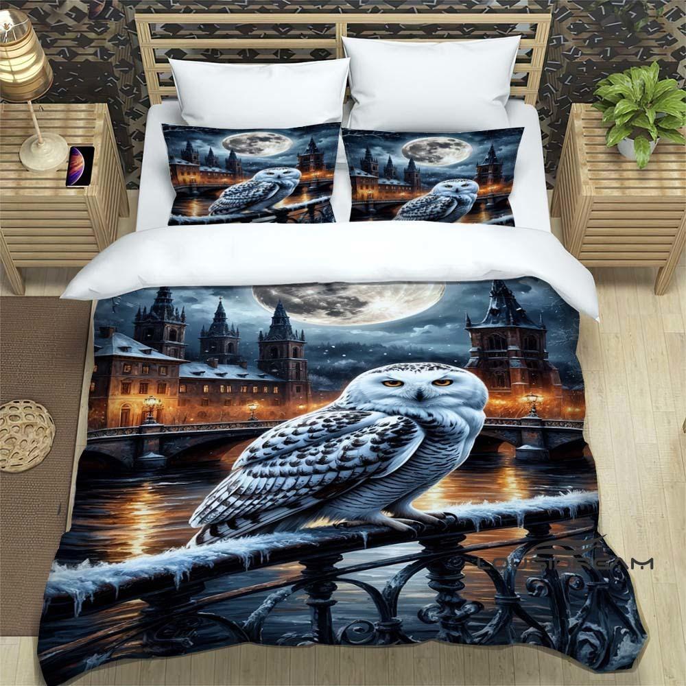 Cute Cartoon Owl Bedding Set (Duvet Cover & Pillowcases) — Perfect for Boys' and Girls' BedroomsCustomizable