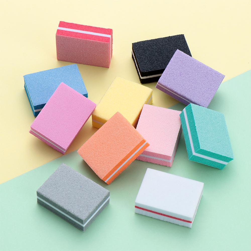 10PCS Mini Nail Files Polishing Blocks Colorful Double-sided Sponge Nail Polish Sanding Buffer Strips Nail Care Manicure Tools