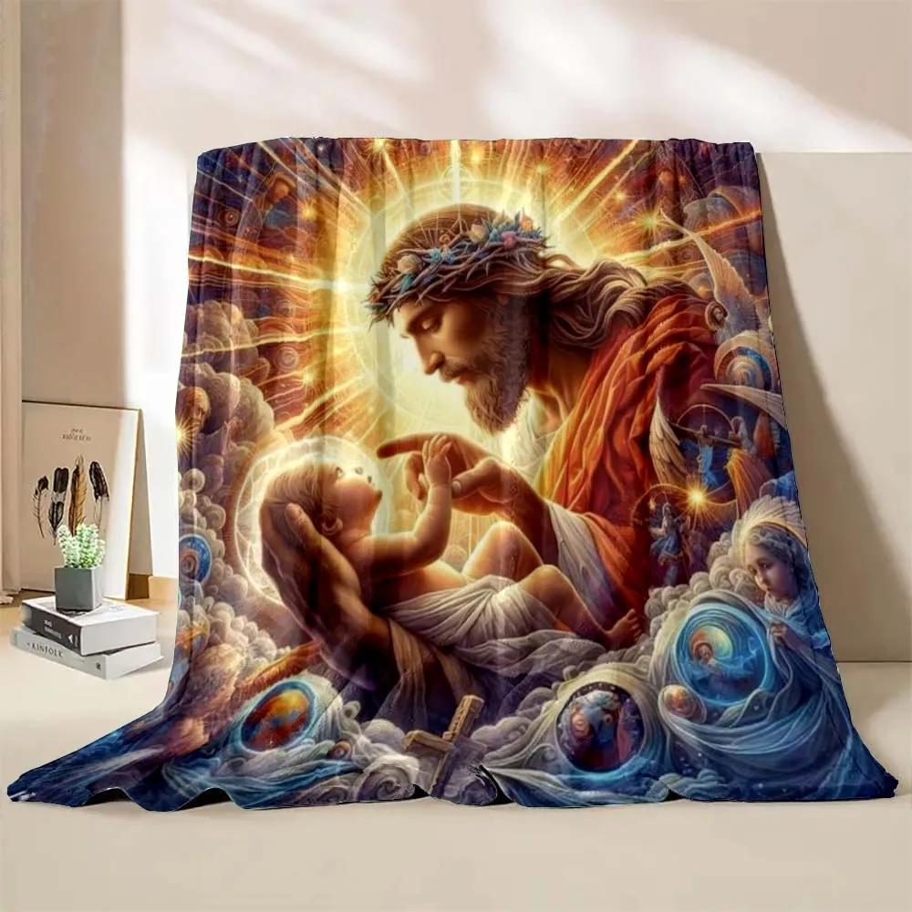 1PC God Jesus Believer Pray Printed Blanket Soft and Comfortable Home Travel Blanket Adult and Child Warm Blanket Catholic