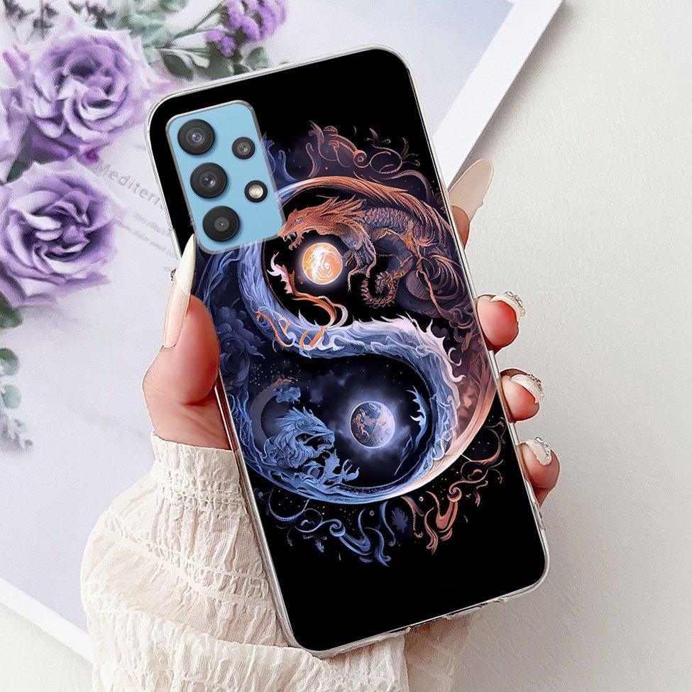 For Samsung A32 5G Case SM-A326B Clear Cute Cat Fashion Funny Painted Back Cover For Samsung Galaxy M32 5G Phone Case SM- M326B