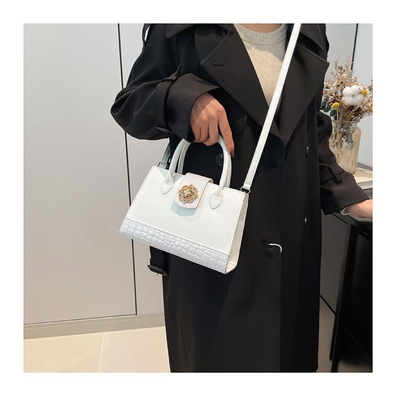 Crocodile Pattern Lock Buckle Small Square Shoulder Crossbody Handbag For Daily Commute