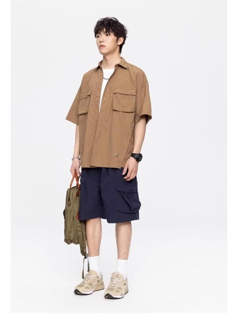 Tide Brand Summer New Ultra-Thin Quick-Dry Japanese Workwear Short-Sleeve Retro Loose Shirt