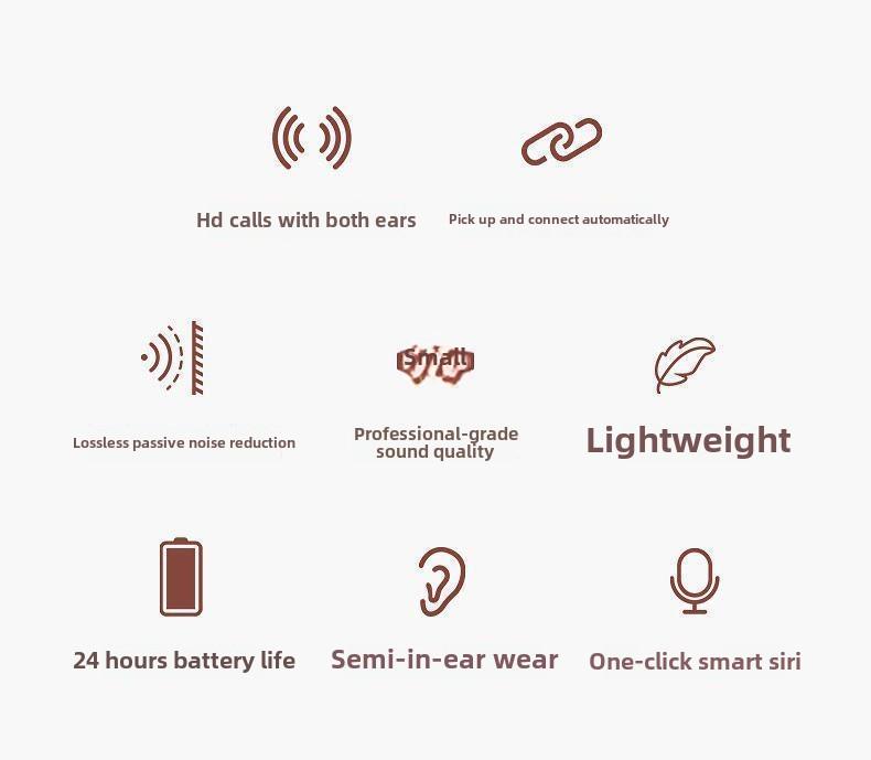 "2024 Wireless Semi Bluetooth Headset for Women - Long Battery Life