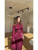Spring Women's Elegant Flowy Long-Sleeve Dress - European American 2025 Style