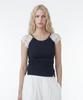NORMOR Button Lace Cap Sleeve Navy