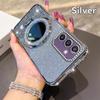 KEYSION Glitter Jewelled Magnetic Phone Case for Samsung Galaxy S25 Ultra 5G S24+ Plus S23 FE Makeup Mirror Stand Shockproof Cover