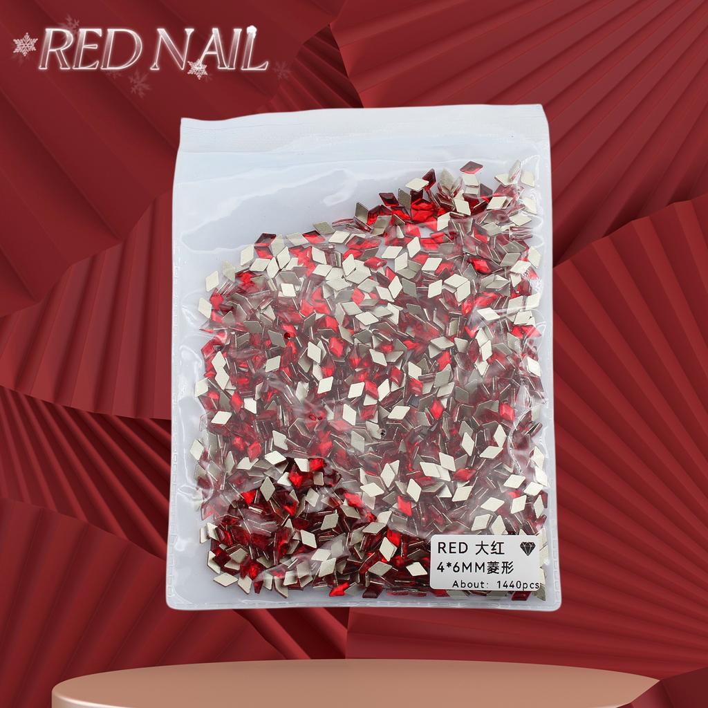 Pachet întreg de Crăciun de Anul Nou, mic, mare, roșu, fund plat, formă specială, diamant, artă pentru unghii, ornament pentru unghii, diamant roșu în formă specială