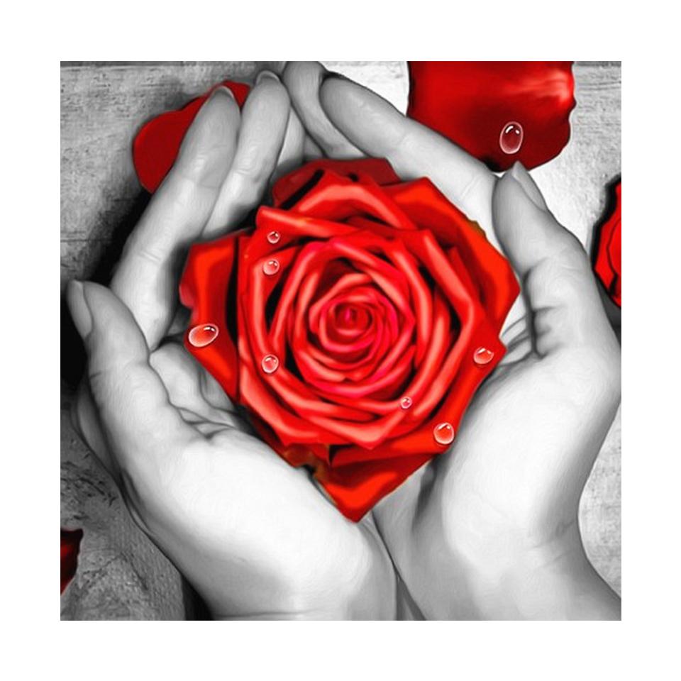 5D DIY Diamond Painting Flower Rhinestone Picture Rose Cross Stitch Kit Diamond Embroidery Round Mosaic Home Decoration