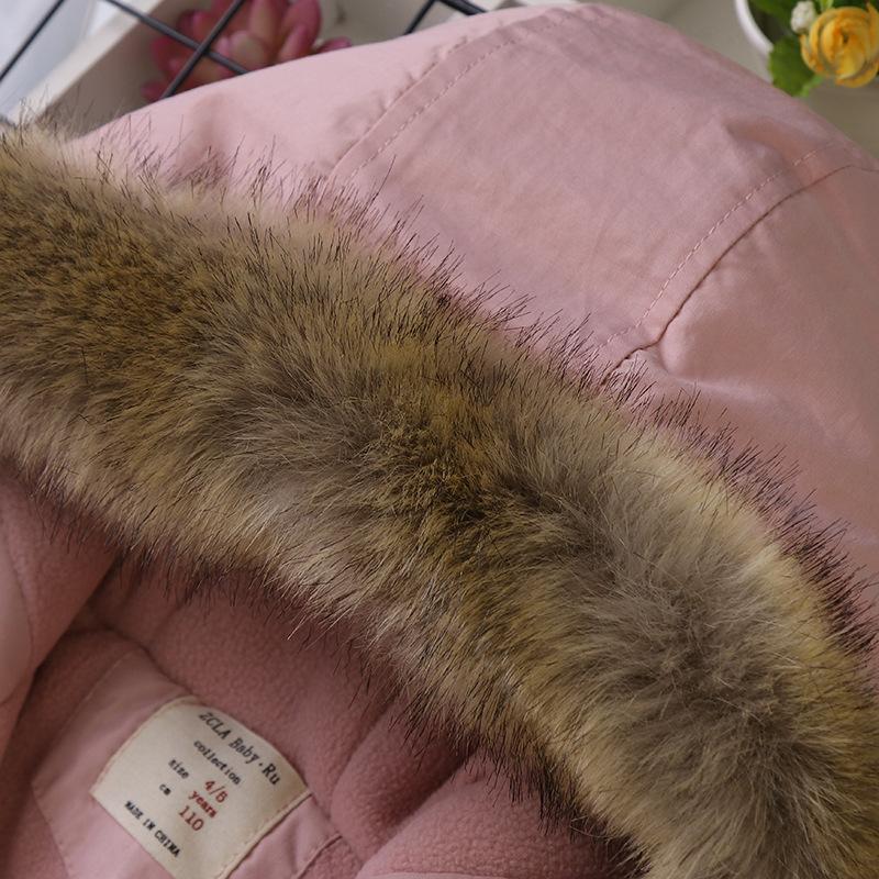 Girls Cotton-padded Coats Velvet and Thickened Winter Outerwear Fashion Hoodie Jacket Children Clothing