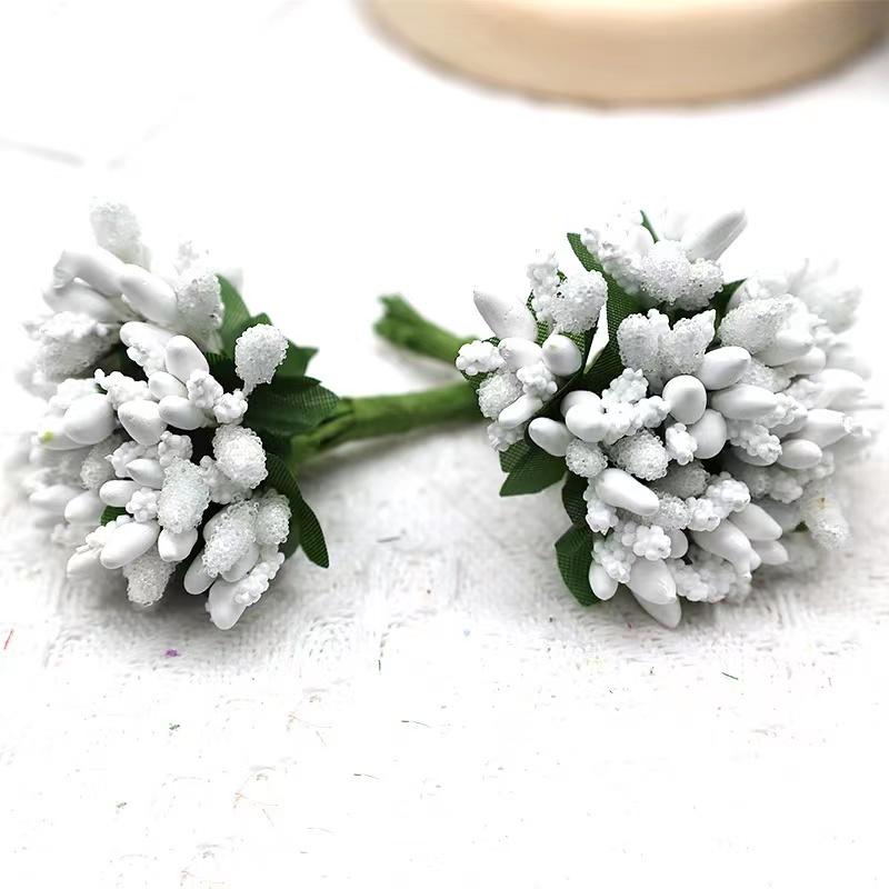 12 STK/Parti Kunstig Blomst Små Bær Pollenbærer Stilk av Ståltråd/Bryllupsblader DIY Krans Roser Kunstig Blomst