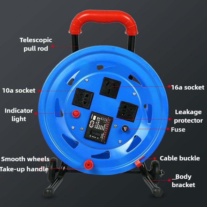 Cable Tidy Reel Socket 55M Mobile Wire Organizer Portable Cables Wire Roller Extension Collector Outdoor Tools with Bracket