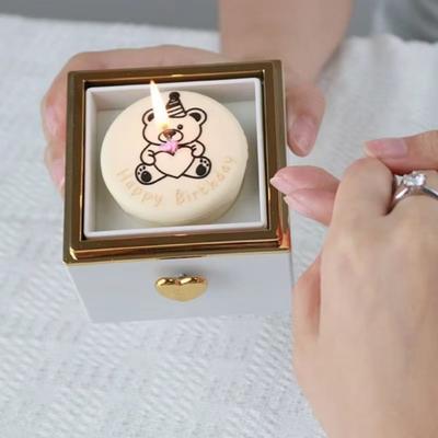 Automatic Flip Bear Flip Ring Box Light Candles Surprise Mechanism Mini Cake Surprise Rotating Box Spinning Design
