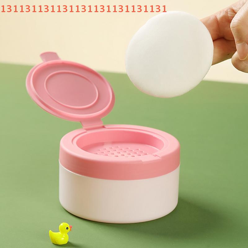 Baby puderdosa med puderpuff, bärbar, säker, tom, för nyföddas kroppspuder, förvaringslåda, kosmetisk puderpuffs hållare