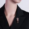 Light Luxury Full Rhinestone Seahorse Brooches For Women Men Exquisite Trendy Sea Animal Backpack Clothes Pins Banquet Jewelry