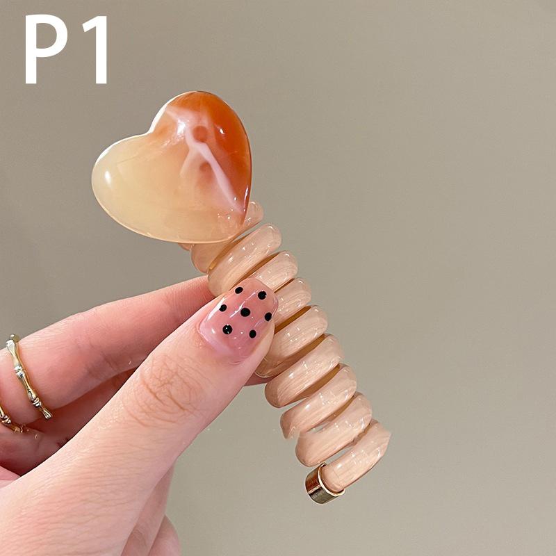 

1 шт. резинки в форме сердца для женщин и девочек, резинки для волос в виде телефонных проводов, резинки для волос в виде петель, спиральные резинки для волос, держатели для хвостиков, аксессуары