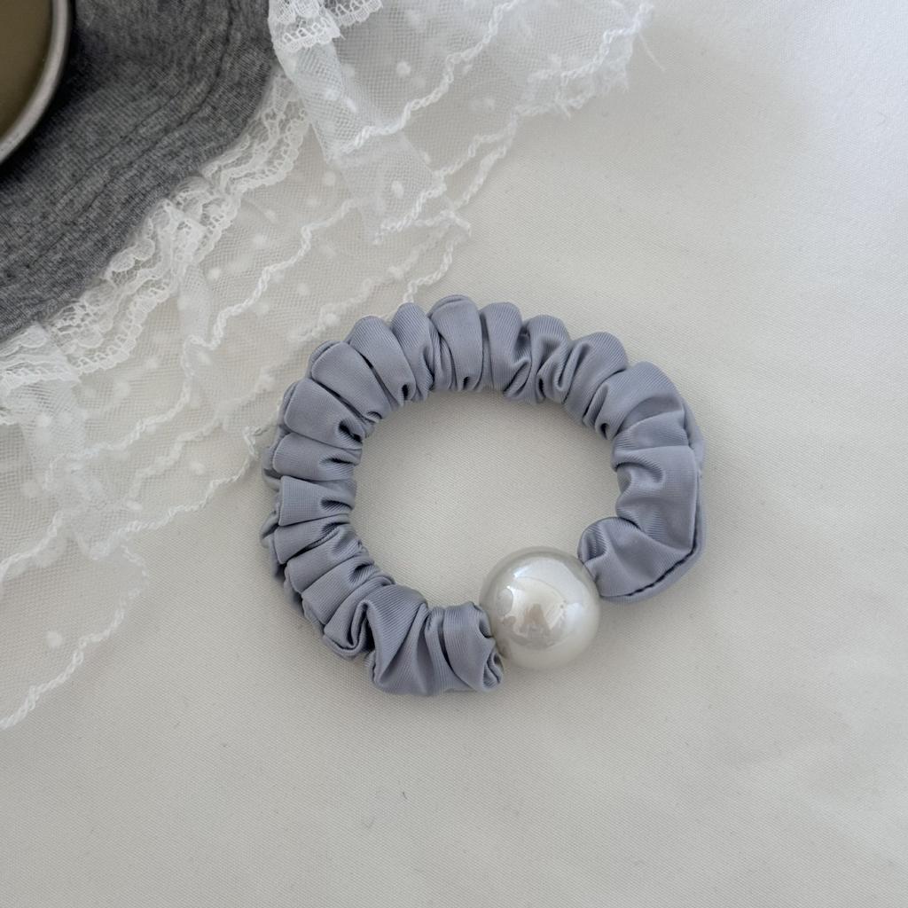 Soft and Comfortable Sea Salt Blue Lace Edge Mask, Small Ice Thread Hair Band, Fashionable and Simple Pearl Hair Accessory