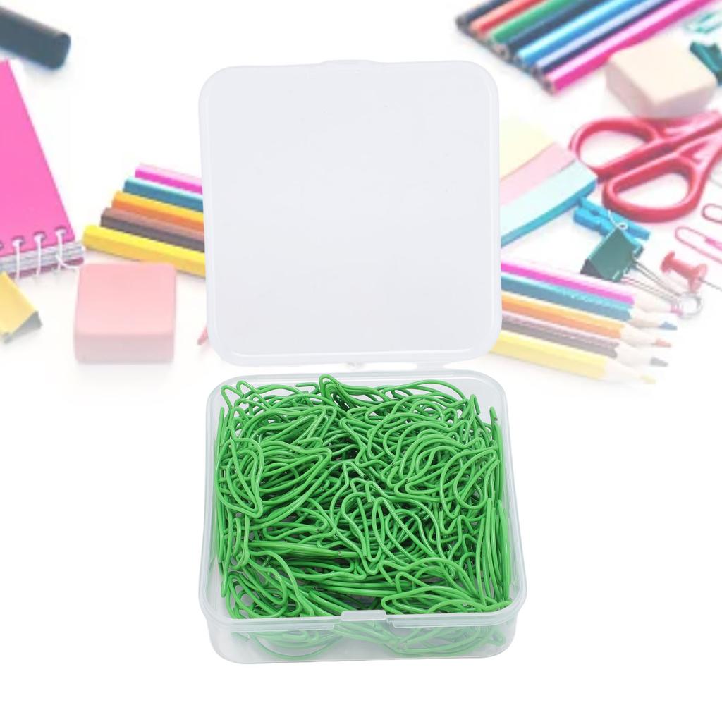 100PCS Metal Paper Clips Green Leaf Shaped Bookmark Clips for Business Cards Office Documents Notes