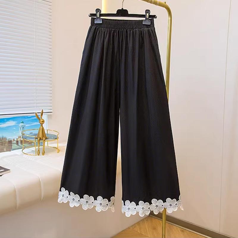 

ZANZEA Women Casual Elastic Waist Loose Patchwork Cropped Pants S чорний