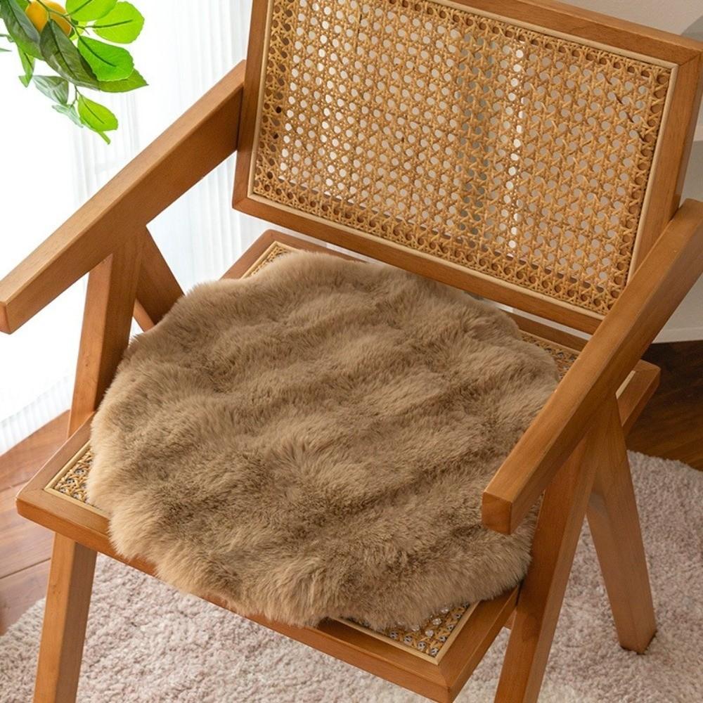 Winter Faux Rabbit Fur Cushion Thickened Stool Seat Mat Comfortable Round Seat Cushion Stool Seat