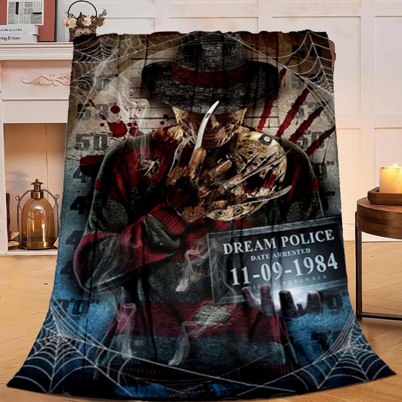 1PC Halloween Horror Night Flannel Blanket Gift, Suitable for Both Men And Women, Soft Ideal for Beds And Sofa, Birthday Or Christmas Gift