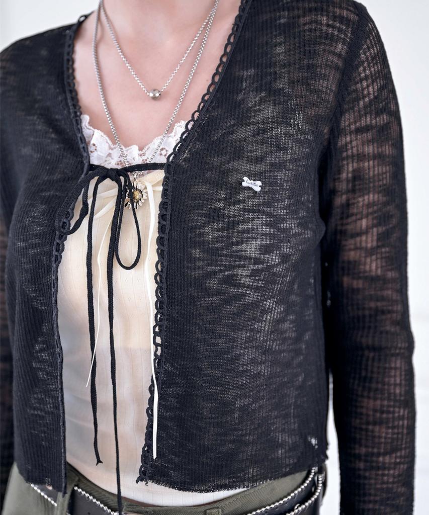 Koolkitten Lace Tie Front Sheer Cardigan 4 Colors