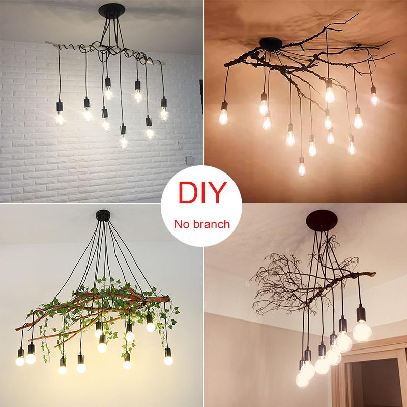 Retro Chandelier White E27 Attic Living Room Edison DIY Adjustable Hanging Light Decoration Pendant Lamp Ceiling Light Bedroom