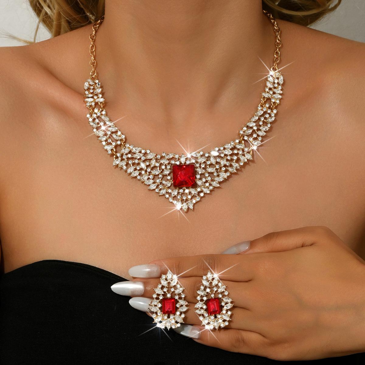 Свадебное колье, серьги, свадебное платье, полностью бриллиантовые цветы, комплект из двух предметов, хрустальные, полностью бриллиантовые, темпераментные ювелирные украшения, аксессуары