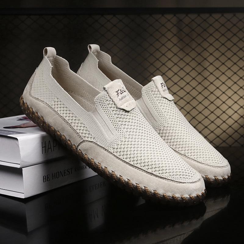 2025 spring and summer men's shoes flying woven mesh shoes large size casual shoes breathable foot shoes men's fashion trendy shoes