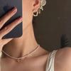 Vintage French Pearl Crystal Choker - Elegant Korean-Inspired Necklace for Women