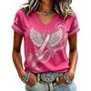 Women's Casual V-Neck Short Sleeve Printed Pullover T-Shirt for Everyday Wear